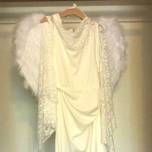Spirit Girls Angel Costume with Wings size L 12/14